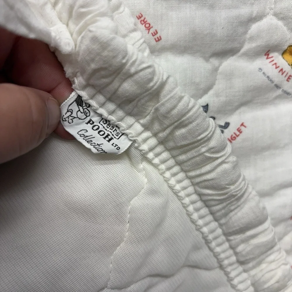 Sears Vintage Winnie the Pooh Baby Crib Quilt Blanket White Ruffles Tigger